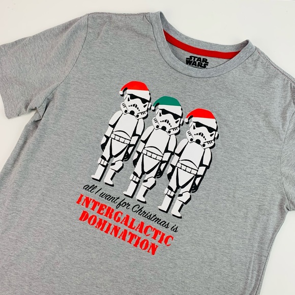 Star Wars Stormtrooper Intergalactic Domination Christmas Short Sleeve Tee Grey - Picture 8 of 8